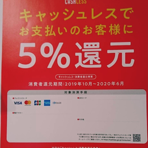 キャッシュレス５％還元対象店